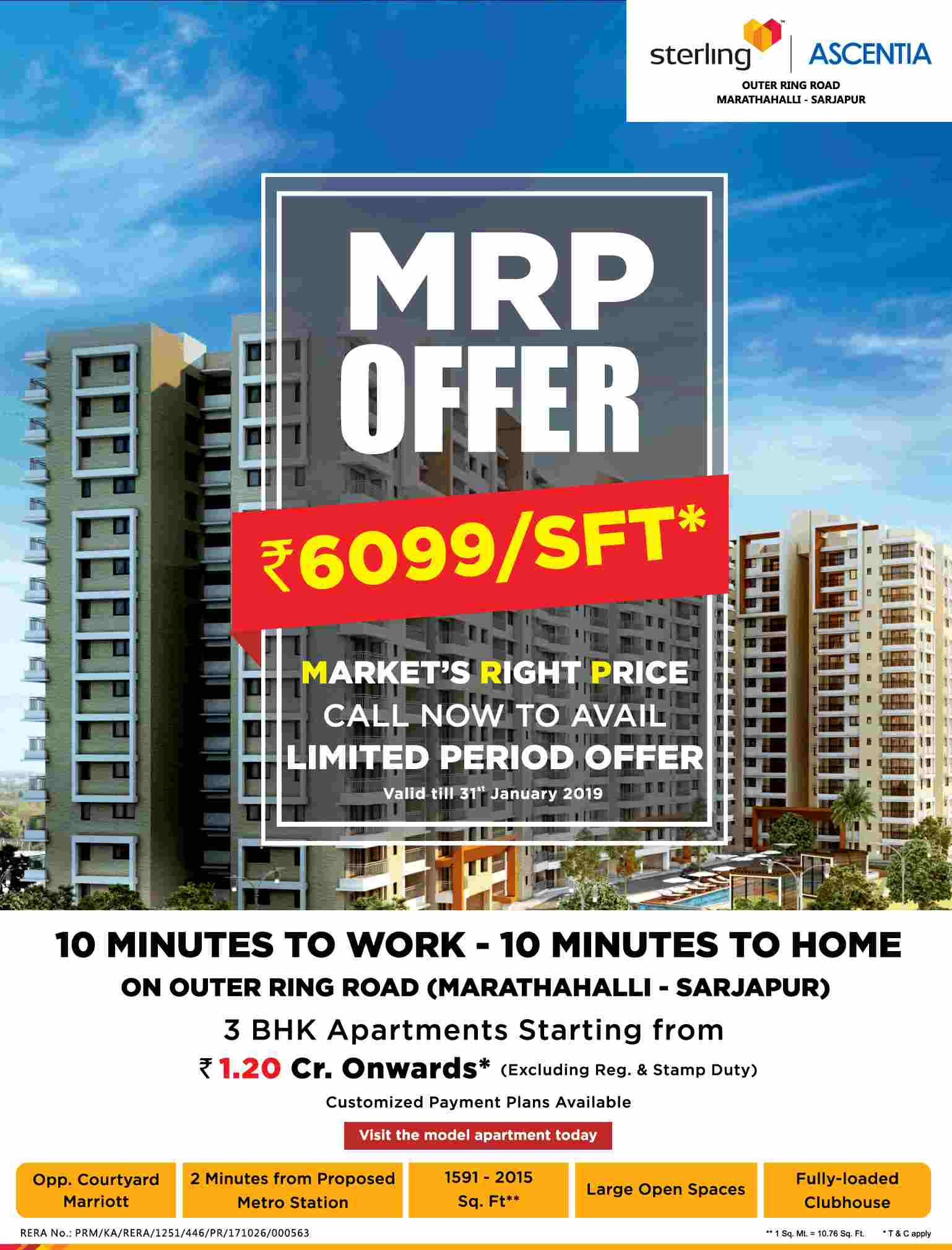 Avail customized payment plans at Sterling Ascentia in Bangalore Update